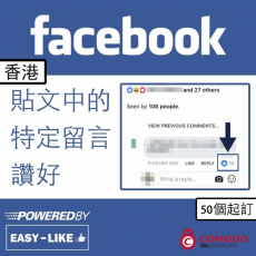 Facebook香港帳號特定貼文留言讚好
